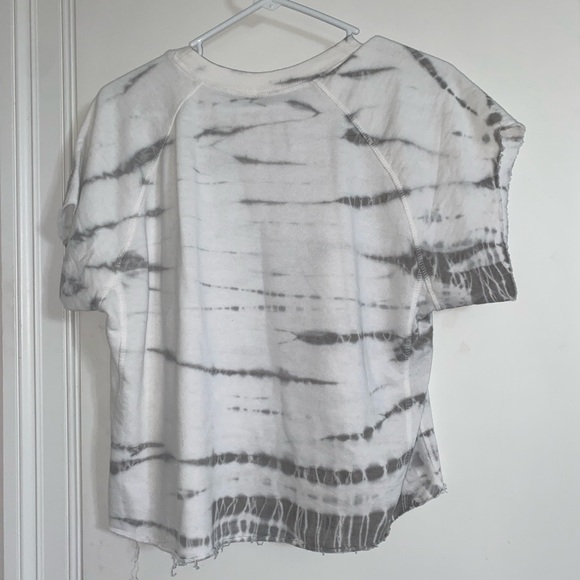 U.S. Apparel White and Grey Miramar Beach Florida Tie Dye Cropped T-Shirt - Picture 2 of 4